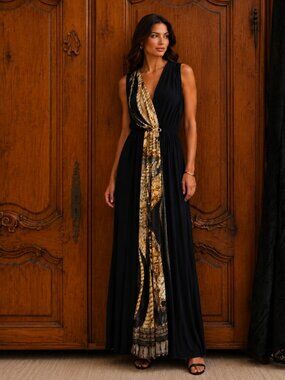 CLASS Roberto Cavalli Sleeveless Printed Maxi Dress – Made in Italy